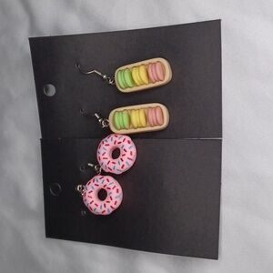 Handmade donuts and macaroon earrings